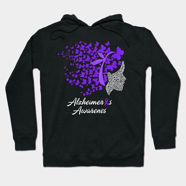 Alzheimer's Awareness Alzheimers Purple Butterflies Hoodie by New Hights